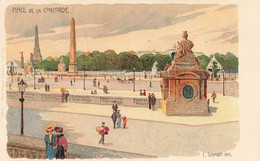 Paris 8ème * CPA Illustrateur C. SCHMIDT Art Nouveau Jugendstil * Place De La Concorde - District 08