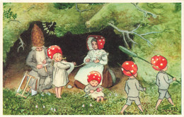 Champignons Humanisés * CPA Illustrateur E.B. * Enfants Chapeau Hat * Homme Père Noel ? Pin * Mushroom Champignon - Mushrooms
