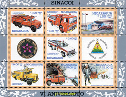 11458 MNH NICARAGUA 1985 6 ANIVERSARIO DE LA FUNDACION SINACOI - Sapeurs-Pompiers