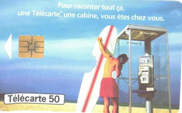 France:Used Phonecard, France Telecom, 50 Units, Surf Board And Call-box - 1997