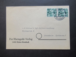 Französische Zone 1949 Rheinland Pfalz Nr.37 (2) MeF Postkarte Der Rheingold Verlag Mainz Mombach Auslands PK Schweden - Rijnland-Palts