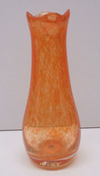 *JOLI VASE VERRE Soufflé VINTAGE INCOLORE & ORANGE Collection Déco XXe   E - Jarrones