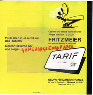 68- MULHOUSE-PROSPECTUS PUBLICITE GEORG FRITZMEIER -TARIF 1964- 26 RUE DE ROUFFACH- CABINE TRACTEUR AGRICULTURE - Landbouw