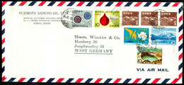 JAPAN Nippon 1966 Deco 8-stamps Franked Airmail Cover > Hamburg Germany - Briefe U. Dokumente