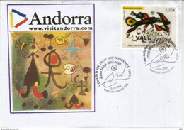 ANDORRA.Tableau Joan Miro "Casa De La Vall", Lettre FDC Annee 2018 - Briefe U. Dokumente