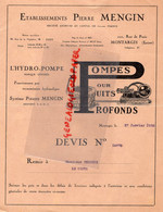 45-MONTARGIS- RARE DEVIS ETS. PIERRE MENGIN- HYDRO POMPES SURFACE -PUITS- AGRICULTURE  1932-M. PERONNE CHATEAU DU CREUX - Landbouw