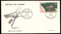 COMORO ISLANDS(1966) Satellite D-1. Unaddressed FDC With Cachet. Scott No C17, Yvert No PA17. - Briefe U. Dokumente