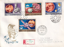 Hungary  Magyar 1944 FDC Space Cover Stamps Mars Study 1fo Mt. Palomar 1.20fo Mars 5fo Mariner 9 80f Mariner 4 - Briefe U. Dokumente