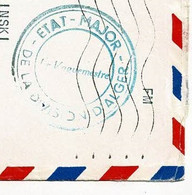 Cachet Triple Couronne, Encre Bleue "ETAT-MAJOR De La Division D'Alger, Le Vaguemestre - Circ 1956 En FM Pour France - Guerra D'Algeria