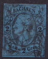 SACHSEN 1850 -- Ank5,  2 Neugroschen Schwarz A.dblau  ○, Marke KatWert > 60 € ... - Sachsen