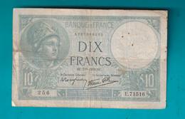 BILLET 10FR  DE 1939 / VENDU EN L'ETAT ( Cf Scan) - 10 F 1916-1942 ''Minerve''