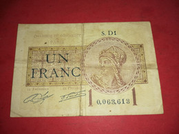 BILLET DE 1 FRANC CHAMBRE DE COMMERCE DE PARIS S.D1 - Other & Unclassified