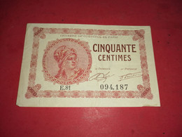 BILLET DE 50 Centimes CHAMBRE DE COMMERCE DE PARIS E.81 - Sonstige & Ohne Zuordnung