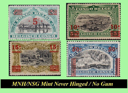 1921 ** BELGIAN CONGO / CONGO BELGE = COB MNH/NSG 085/087+090 MALINES "OVERPRINTED" (red Or Black) ( X 4 Stamps) - Unused Stamps