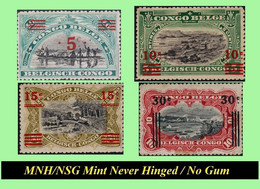 1921 ** BELGIAN CONGO / CONGO BELGE = COB MNH/NSG 085/087+089 MALINES "OVERPRINTED" (red Or Black) ( X 4 Stamps) - Ongebruikt