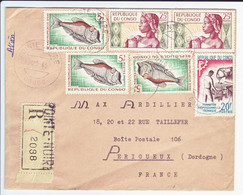 CONGO-BRAZZAVILLE   R-Luftpostbrief  Registered Aimail Cover  Lettre Par Avion Recomm. 1965 To France  Fish - Oblitérés