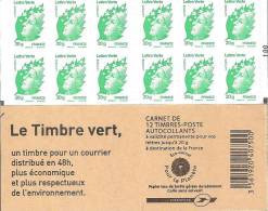 CARNET 604-C1a Marianne Verte LETTRE VERTE  "LE TIMBRE VERT" Avec Double Carré Noir Sur N° 100. Bas Prix, A SAISIR - Moderne : 1959-...