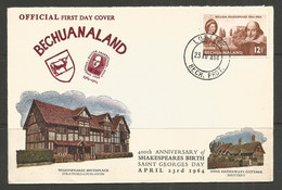 BECHUANALAND. 1964. QE2. SHAKESPEARE FDC. LOBATSI. - 1885-1964 Protectorat Du Bechuanaland