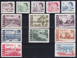 MiNr. 398 - 409 Kanada 1967, 8. Febr./1969. Freimarken Jahrhundertfeier - Postfrisch/**/MNH - Nuevos