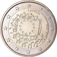 Lettonie, 2 Euro, 2015, 30 Ans   Drapeau Européen, SPL+, Bimétallique, KM:New - Letland