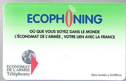 CARTE-PREPAYEE-MILITAIRE- ECOPHONING-VERT-10000Ex-TBE -  Cartes à Usage Militaire