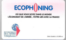 CARTE-PREPAYEE-MILITAIRE- ECOPHONING-ROSE PALE-10000Ex-TBE -  Cartes à Usage Militaire