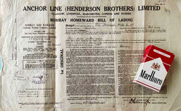 ANCHOR LINE (HENDERSON BROTHERS) LTD Ship Bill Of Landing Bombay (India)-Port Said (1927) Polizza Di Carico Konnossement - Autres & Non Classés