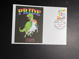 (1 P 2) Sydney World Pride 2023 - Pride Dinosaur - OZ Stamp (cover 1 Of 2) - Cartas & Documentos