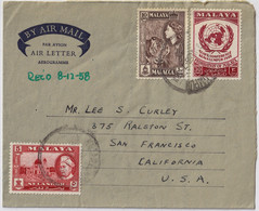 MALAISIE / MALAYSIA / SELANGOR 1958 Very Fine AIR LETTER From KUALA LUMPUR To San Francisco - Selangor