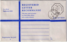 ISLE OF MAN - 1981 £1.12 Registered Postal Envelope - Size G - Mi.EU11A - FDC - Isola Di Man