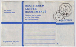 ISLE OF MAN - 1986 £1.25 Registered Postal Envelope - Size G - Mi.EU14.IA - FDC - Isle Of Man