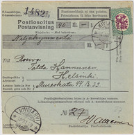 FINLANDE / SUOMI FINLAND 1929 KIVIJÄRVI To HELSINKI  Postiosoitus / Money-Order Card - Cartas & Documentos