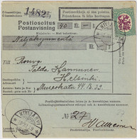 FINLANDE / SUOMI FINLAND 1929 KIVIJÄRVI To HELSINKI  Postiosoitus / Money-Order Card - Briefe U. Dokumente