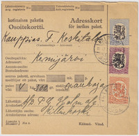 FINLANDE / SUOMI FINLAND 1929 KILLINKOSKI To KEMIJÄRVI - Osoitekortti / Packet Post Address Card - Briefe U. Dokumente