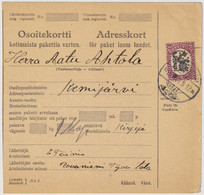 FINLANDE / SUOMI FINLAND 1928 ROVANIEMI To KEMIJÄRVI - Osoitekortti / Packet Post Address Card - Lettres & Documents