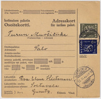 FINLANDE / SUOMI FINLAND 1931 SORTAVALA To SALO - Osoitekortti / Packet Post Address Card - Lettres & Documents