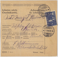 FINLANDE / SUOMI FINLAND 1930 HELSINKI To NICKBY - Osoitekortti / Packet Post Address Card - Lettres & Documents