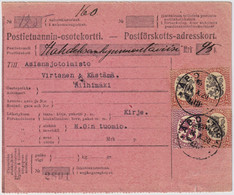 FINLANDE / SUOMI FINLAND 1920 ÅBO-TURKU To RIIHIMÄKI - Postiennakko-Osoitekortti / COD Address Card - Briefe U. Dokumente