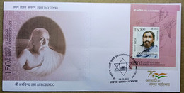 INDIA 2022 SRI AUROBINDO, SPIRITUAL LEADER, HINDUISM, VEDANTA, YOGA,PHILOSOPHER...MS ON FDC, LUCKNOW CANCELLATION - Induismo