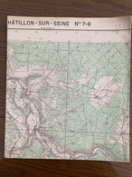 Carte IGN 1956 CHATILLON SUR SEINE 7-8  AISEY SUR SEINE NOD BREMUR ET VAUROIS ORIGNY CHEMIN VOISIN - Cartes Géographiques