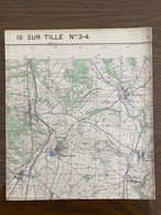 Carte IGN 1955 IS SUR TILLE 3-4  PRAUTHOY AUBIGNY SUR BADIN MONTSAUGEON DARDENAY CHOILLEY DOMMARIEN ISOMES CUSEY PERCEY - Cartes Géographiques