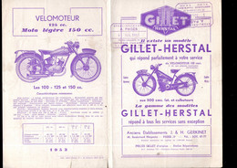 (moto)  Catalogue  GILLET HERSTAL  1953   (M5333) - Motos