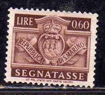 REPUBBLICA DI SAN MARINO 1945 SEGNATASSE POSTAGE DUE TASSE TAXE CENT. 60c  LIRE 0,60 MNH - Impuestos