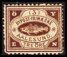 1888. NORGE. AALESUND BYPOST-FRIMÆRKE TRE ÖRE. Hinged. - JF529831 - Emissioni Locali