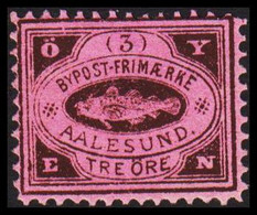 1888. NORGE. AALESUND BYPOST-FRIMÆRKE TRE ÖRE. Hinged. - JF529833 - Emisiones Locales