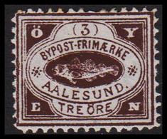1888. NORGE. AALESUND BYPOST-FRIMÆRKE TRE ÖRE. Hinged. Thin. - JF529834 - Local Post Stamps