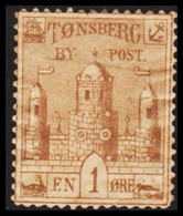 1888. NORGE. TØNSBERG BY POST EN ØRE. Perforated. Hinged.  - JF529841 - Local Post Stamps