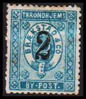 1888. NORGE. THRONDHJEMS BRÆKSTAD & Co BY-POST 2 On ½. Perforated. Hinged.  - JF529844 - Emisiones Locales