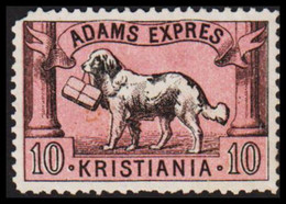 1888. NORGE. ADAMS EXPRES. KRISTIANIA 10 ØRE. No Gum. Very Rare Stamp.  - JF529866 - Ortsausgaben