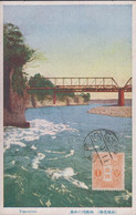 1928-1939. JAPAN. CARTE POSTALE Motive: Tone-river. Bridge. Franking Tazawa-issue 1 Sn  Cance... (Michel 111) - JF435930 - Lettres & Documents